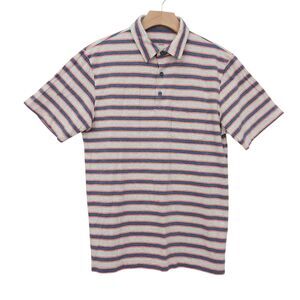 Patagonia Squeaky Clean Polo Mens Small Beige Stripes Organic Cotton Soft Fabric